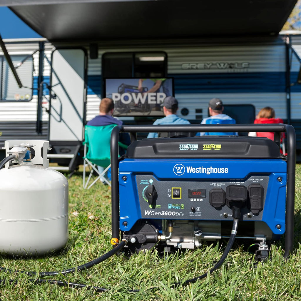 4650 Peak Watt Dual Fuel Portable Generator, RV Ready 30A Outlet, Gas & Propane Powered
