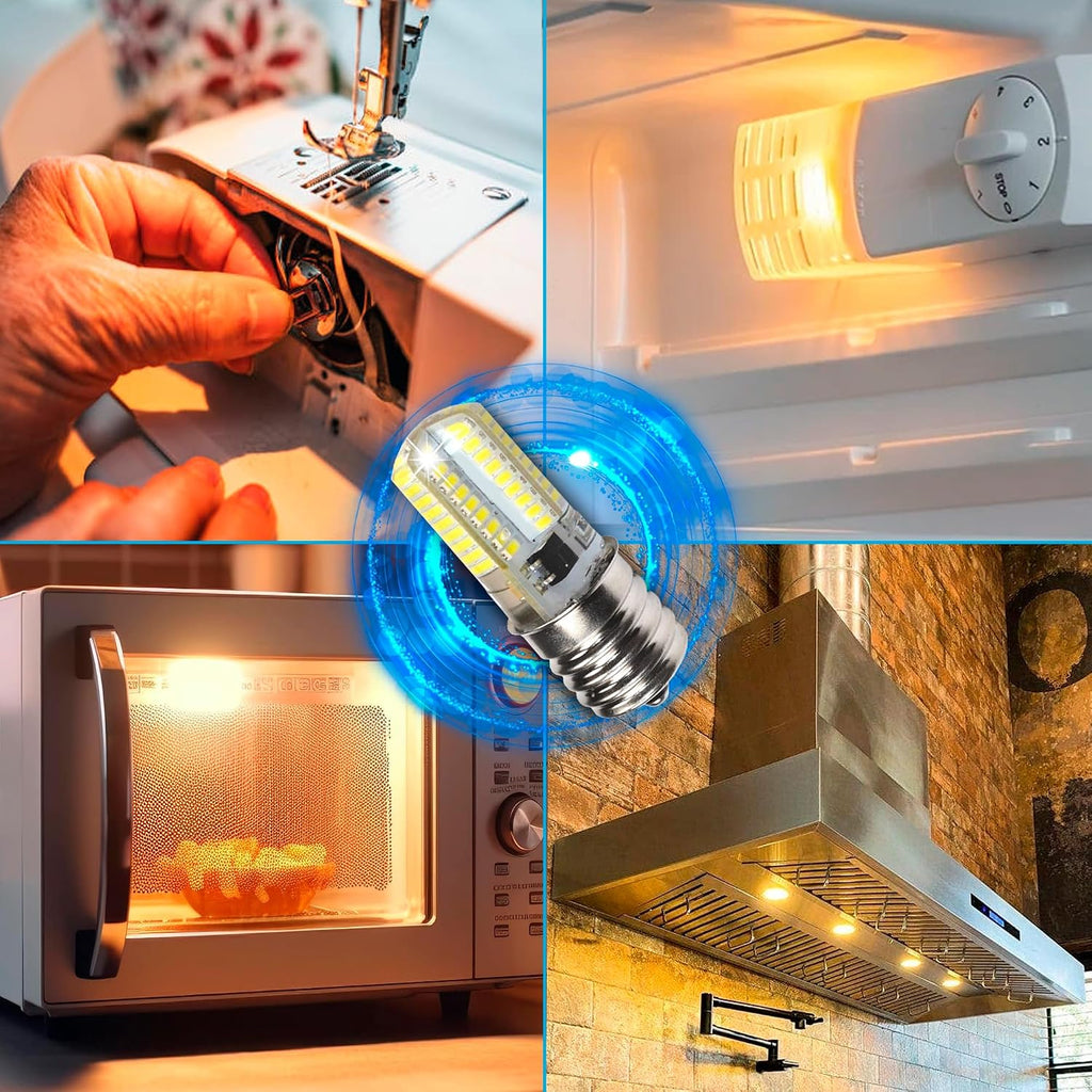 HQRP 2-Pack 110V E17 Base Silicone Crystal Dimmable LED Bulbs Warm White Compatible with LG 6912W1Z004B Microwave Light Bulb Replacement