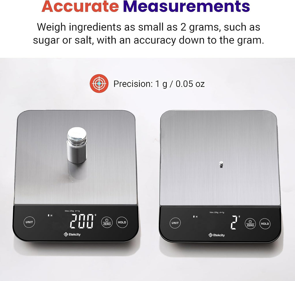 22lb Food Kitchen Scale, USB Rechargeable, IPX6 Waterproof