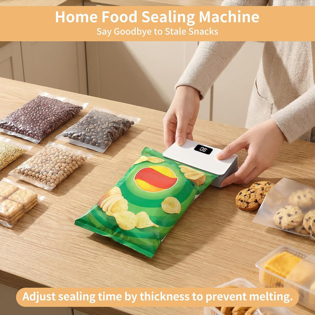 Mini Rechargeable Bag Sealer with LED Display for Food Storage