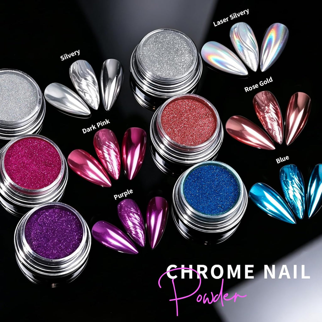 Chrome Nail Powder, Nail Charms, 12Jars Chrome Powder For Nails
