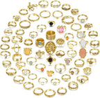 70 Pcs Vintage Crystal Ring Set Knuckle Rings for Women Bohemian Stackable Joint Rings Retro Boho Stacking Joint
