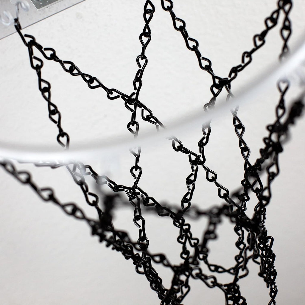 Clear Backboard MINI Basketball Hoop Set with White Rim and Metal Chain Net, Includes Door Hooks, Ball, Pump, 9-inch