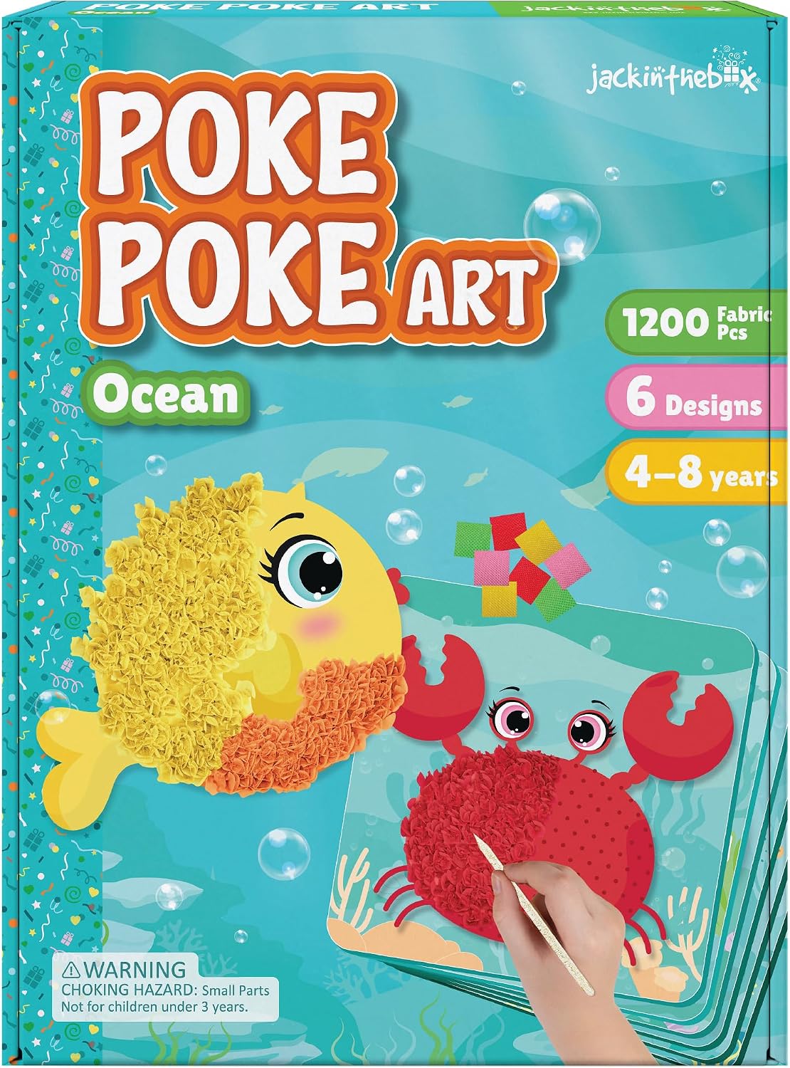 Poke Art Ocean Craft Kit for Kids, Boys & Girls Toys, Ages 4-8 | 1200 fabric pieces, travel arts activities &