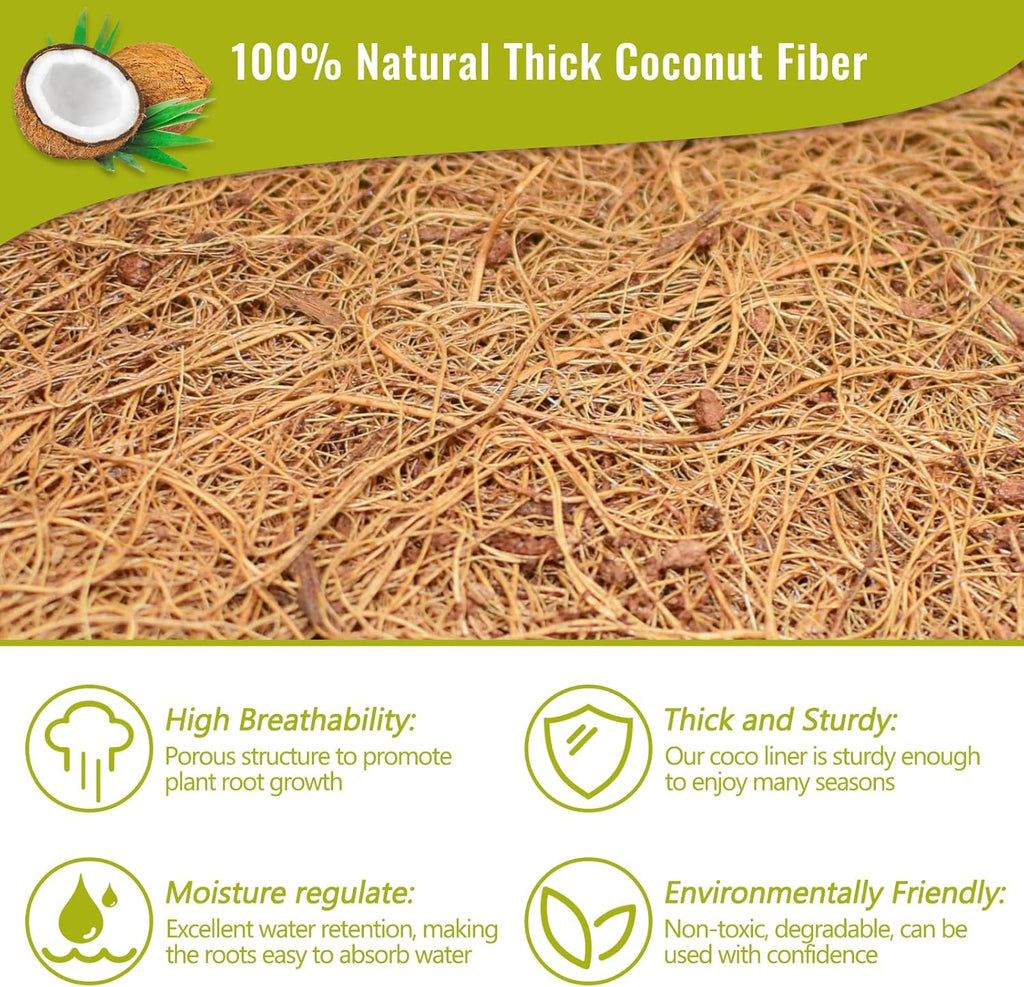 3 Pack 14 Inch Hanging Basket Coco Liners Replacement, 100% Natural Round Coconut Coco Fiber Planter Basket Liners