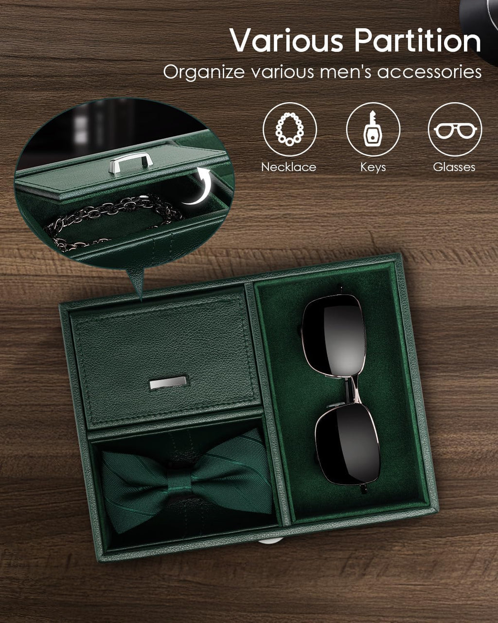 Double Watch Winder for Automatic Watches with Jewelry Tray, Green | Quiet Japanese Motor Winds Two Automatic Watches