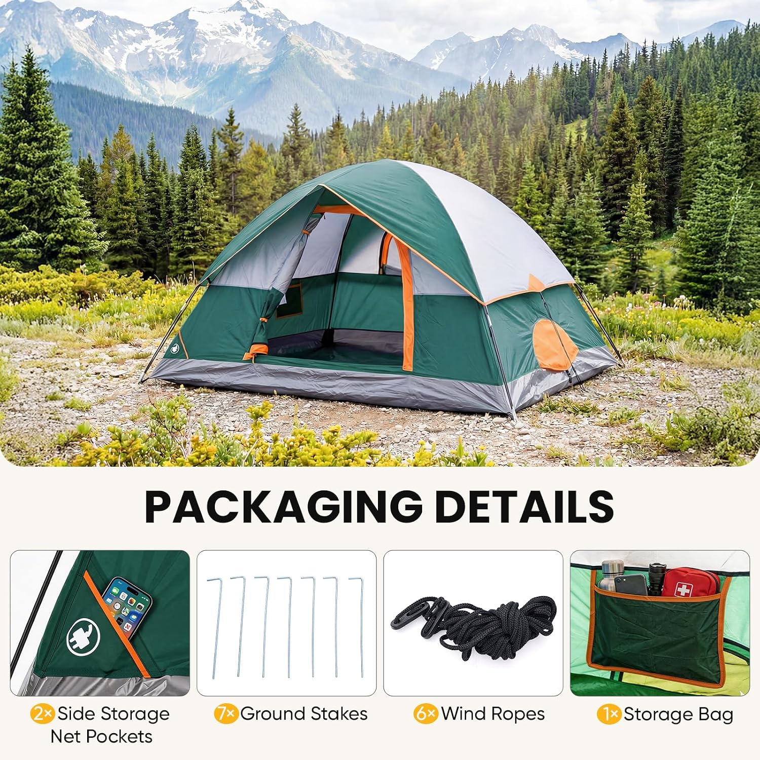 Camping Tent 2 Person, 2 Person Tent for Camping, Instant Tent