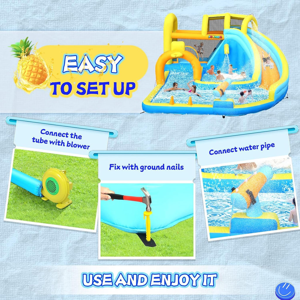 Inflatable Water Slide – Heavy Duty Bounce House with Deep Splash Pool & Blower – Inflatable Water Park for Backyard