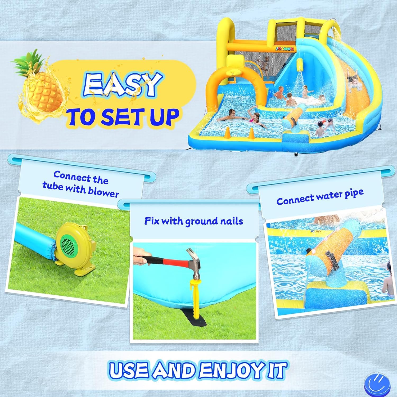 Inflatable Water Slide – Heavy Duty Bounce House with Deep Splash Pool & Blower – Inflatable Water Park for Backyard