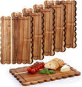 6 Pcs Acacia Wood Scalloped Charcuterie Board 12"x 8" Gift