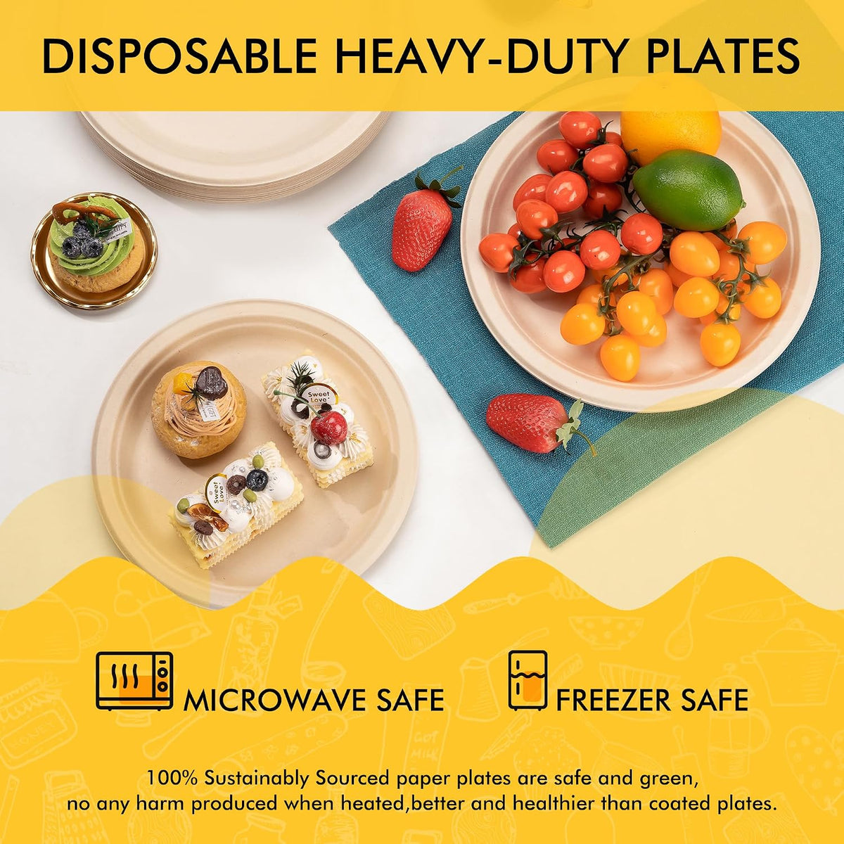 Compostable Paper Plates 10 Inch [150 Pack]