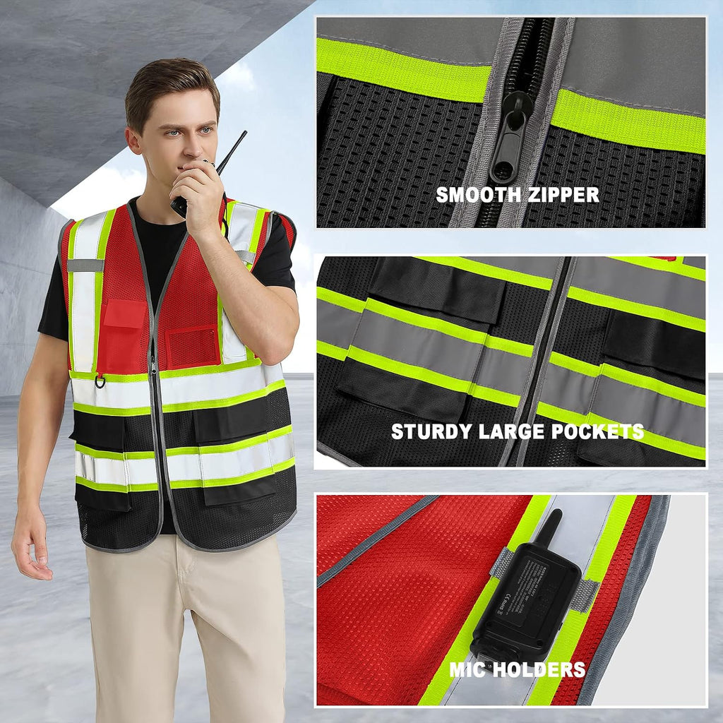 Custom Logo Safety Vest Class2 High Visibility Reflective Vest Breathable Construction Vest