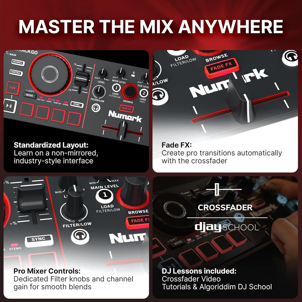 MixTrack Go Compact Bluetooth DJ Controller with Stems Control | 2-Deck DJ Mixer, for Beginners & Mobile DJs, Smart