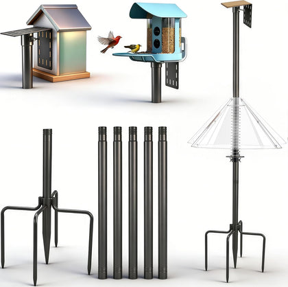 92" Bird Feeder Pole, Heavy-Duty Bird Feeder Pole with Squirrel Baffle | Adjustable Outdoor Feeding Station Holds