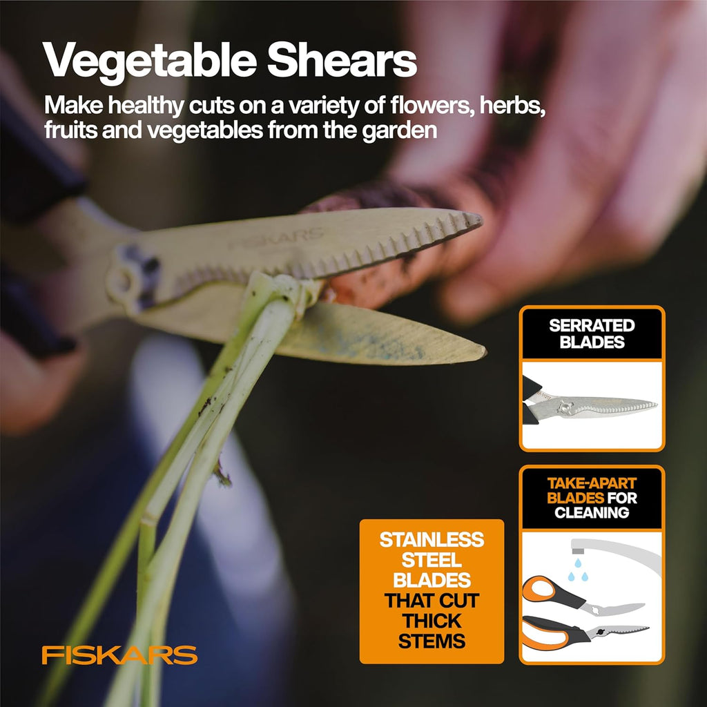 Vegetable Gardening Essentials 6-Piece Tool Set for Cultivating, Serrated Stainless Steel Shears & 4-in-1 Seed Sower