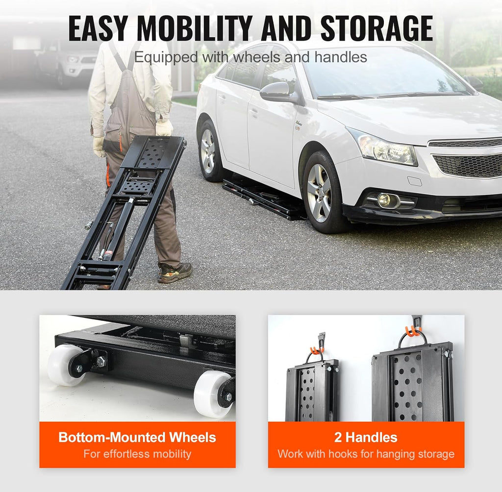 Portable Car Lift - 7,000 LBS Capacity, 26.8" Max. Height, Heavy-Duty Carbon Steel Truck Lift with 120V Power Unit