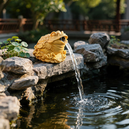 Fountain Spitter for Small Pond, Garden Pond Spitters with Pump, Lucky Money Frog Water Spitting Fountain Decor for