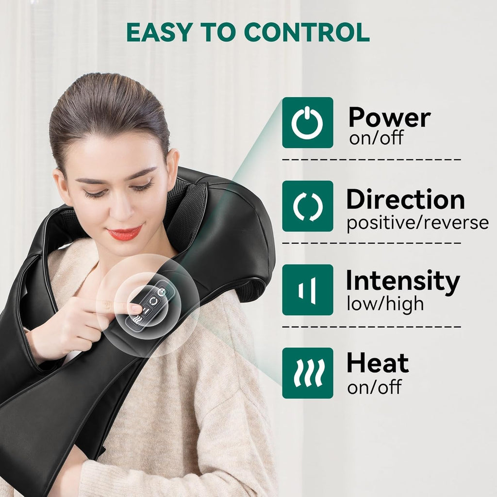 Cordless Massager - Shiatsu Neck and Shoulder Massager with Heat, FSA Eligible, Portable, Lumbar, Back Electric