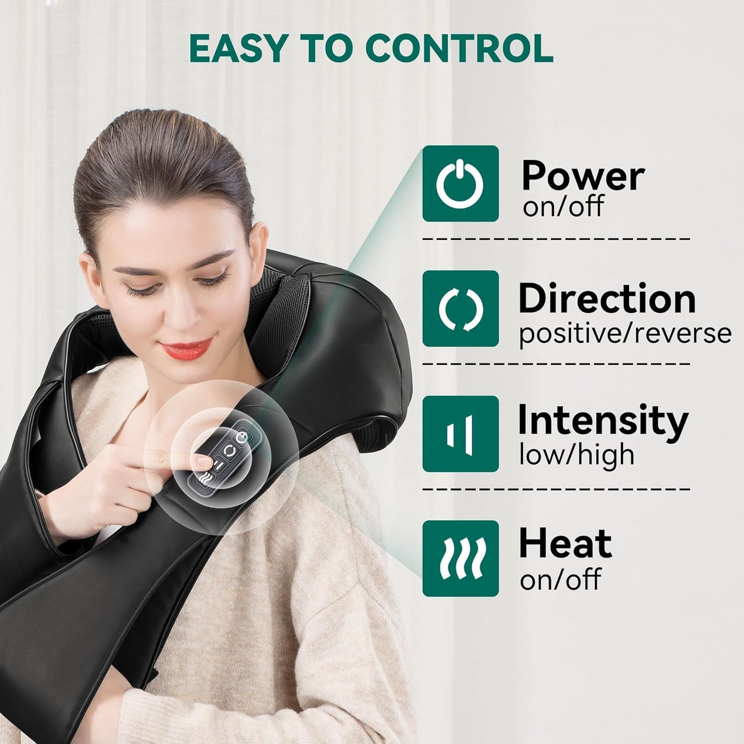 Cordless Massager - Shiatsu Neck and Shoulder Massager with Heat, FSA Eligible, Portable, Lumbar, Back Electric