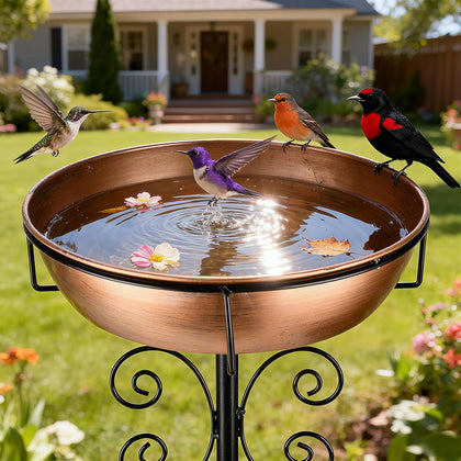 3" Deep 43" Tall Metal Bird Bath for Outside, Birdbath for Outdoors