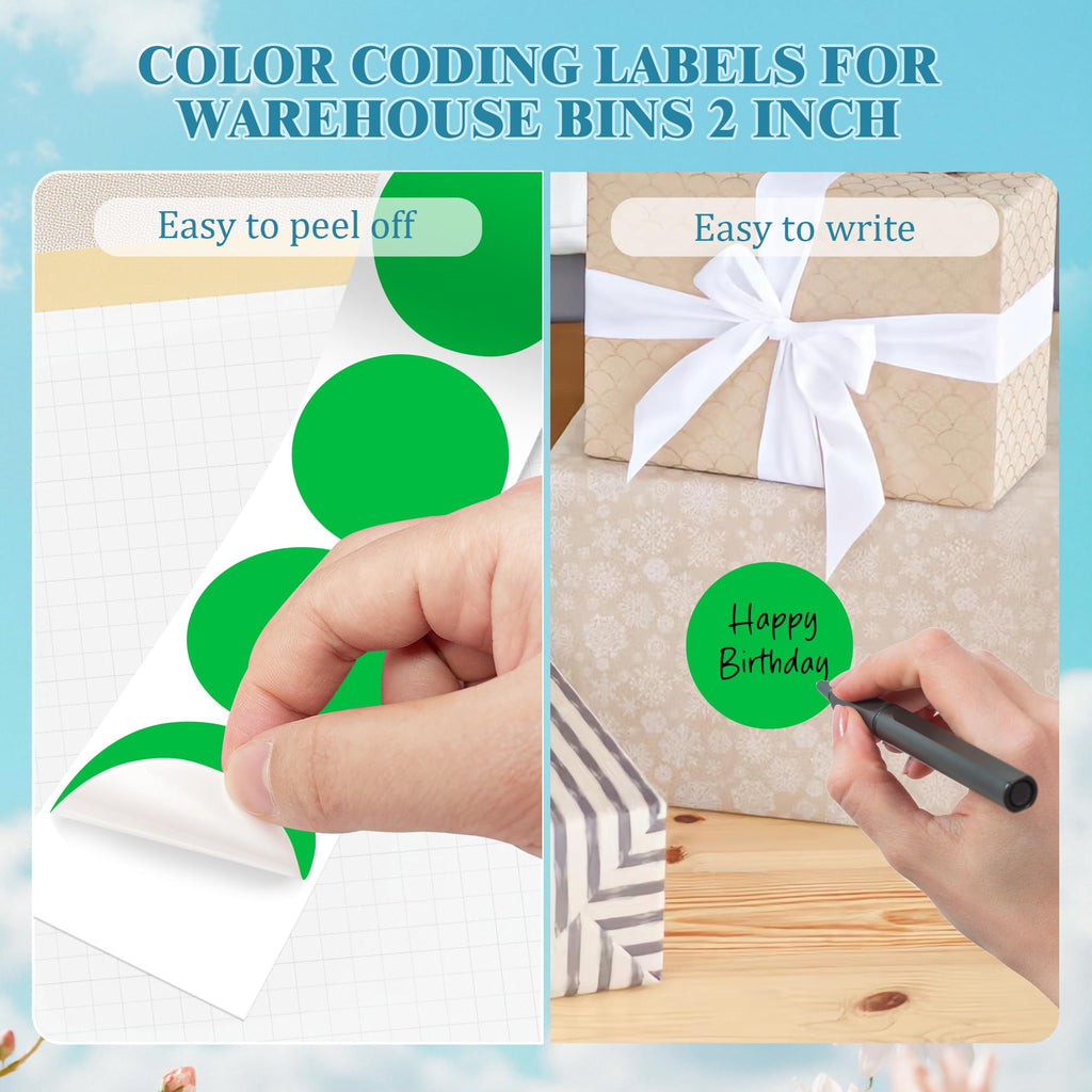 2 Inch Dot Stickers, Round Sticker Labels, Green 500PCS Dots