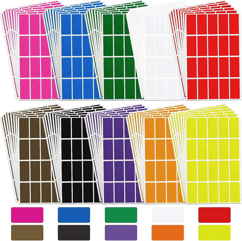 1600 Pieces Rectangular Color Coding Stickers 1.57 x 0.75 Inch