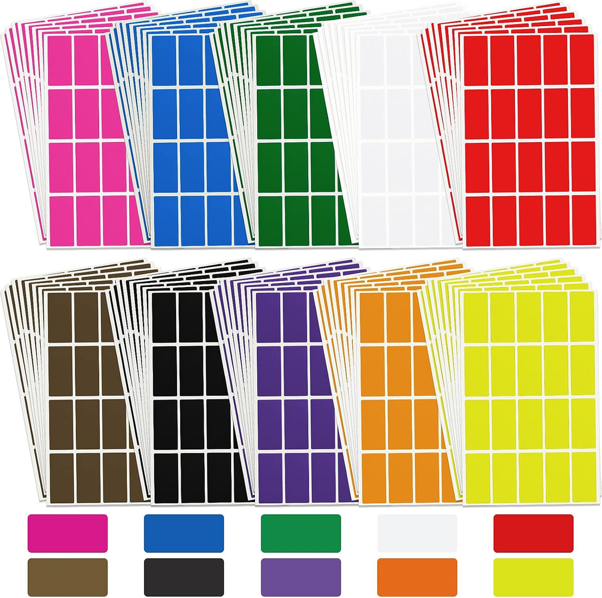 1600 Pieces Rectangular Color Coding Stickers 1.57 x 0.75 Inch