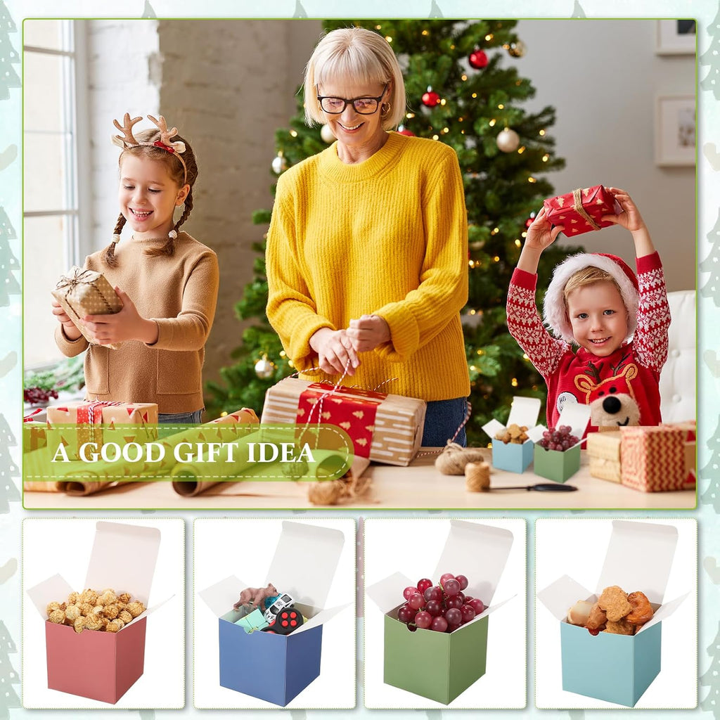 48 Pack Christmas Pastel Gift Boxes 12 Colors Small Xmas Cardboard