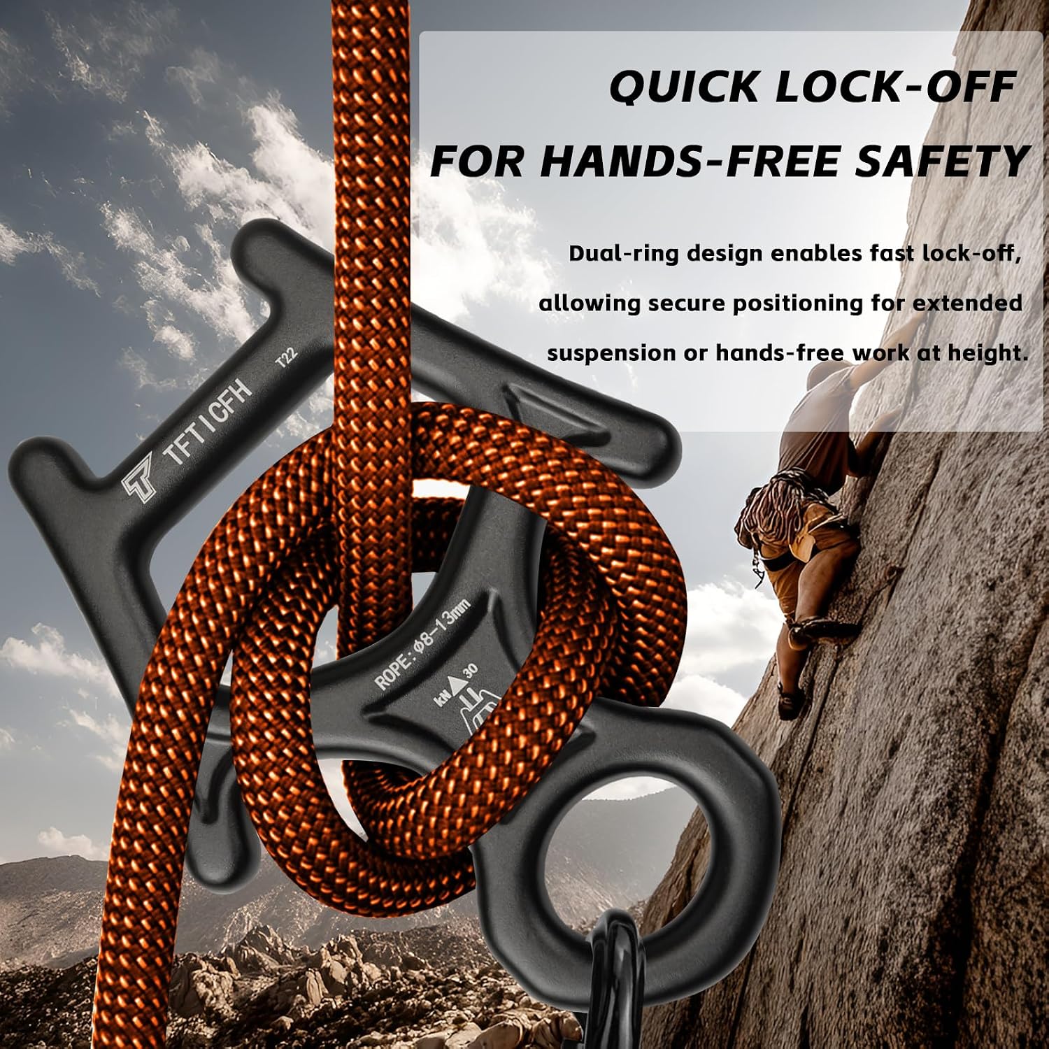 Figure 8 Descender, 30kN Climbing Descender, Heavy Duty 7075 Aluminum Belay & Rappel Equipment for Climbing