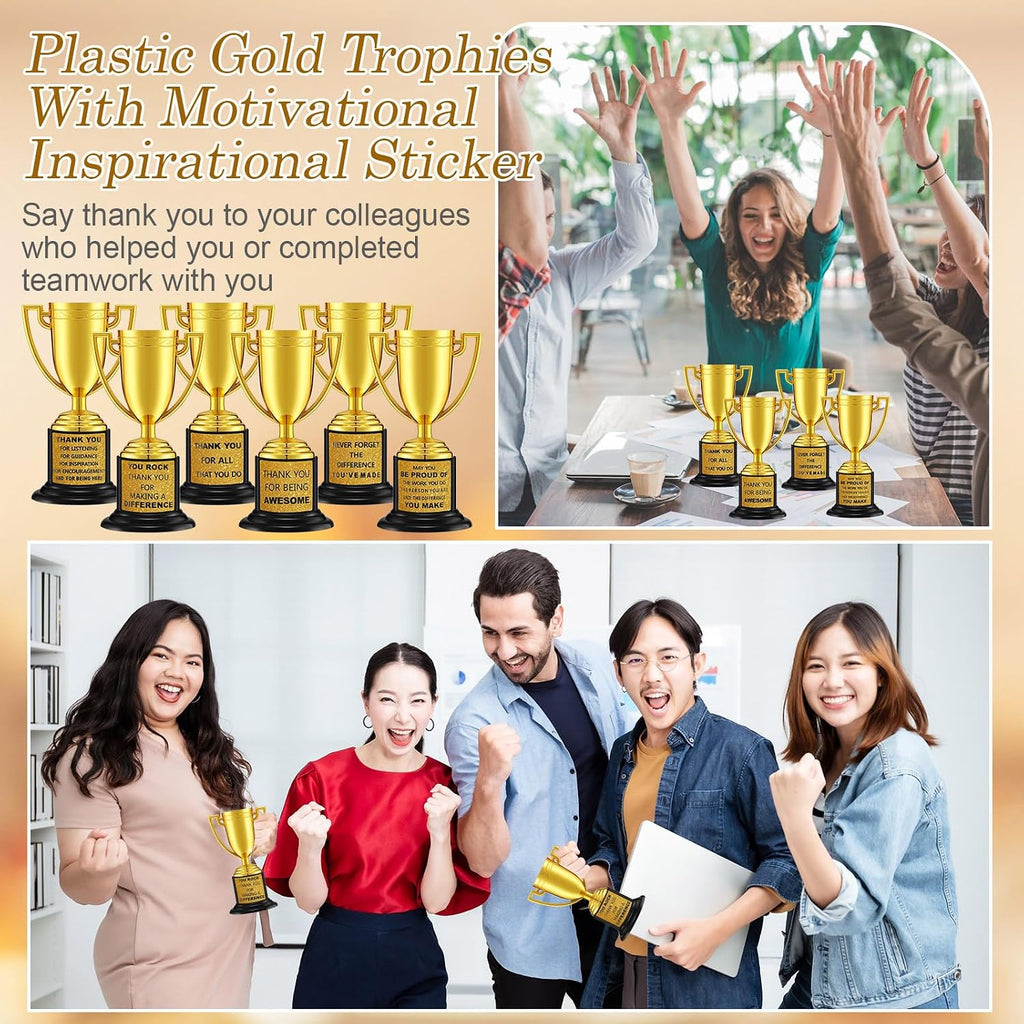 24 Pcs Mini Trophies Awards Plastic Gold Trophy Cups Party Favors Adults Metal Trophy with Stickers for School