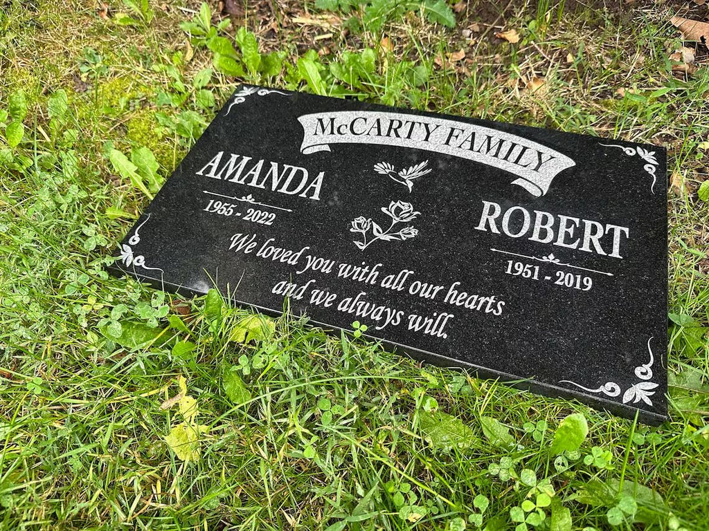 Custom Memorial Granite Thick Stone 12x24 inches Memorial Grave Marker Headstone Garden Marker Cemetery Standard