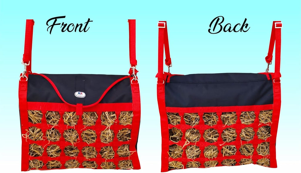 Animal Health Hay Bag for Horses, 2.5" Holes, Top Load, Travel Feeder, Reduces Waste, 1 Year Warranty, Multiple
