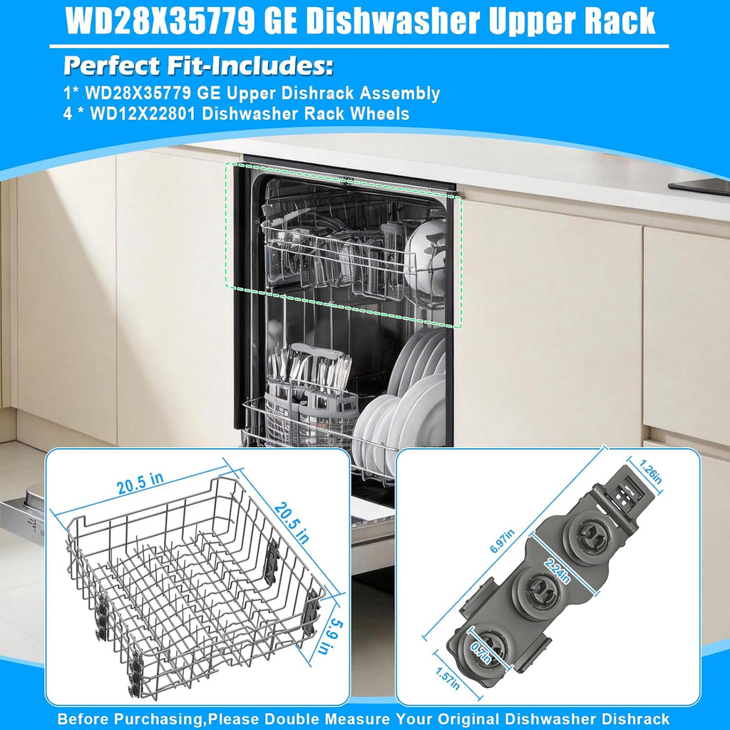 Updated WD28X35779 WD28X30219 Upper Rack for GEDishwasher Rack Replacement