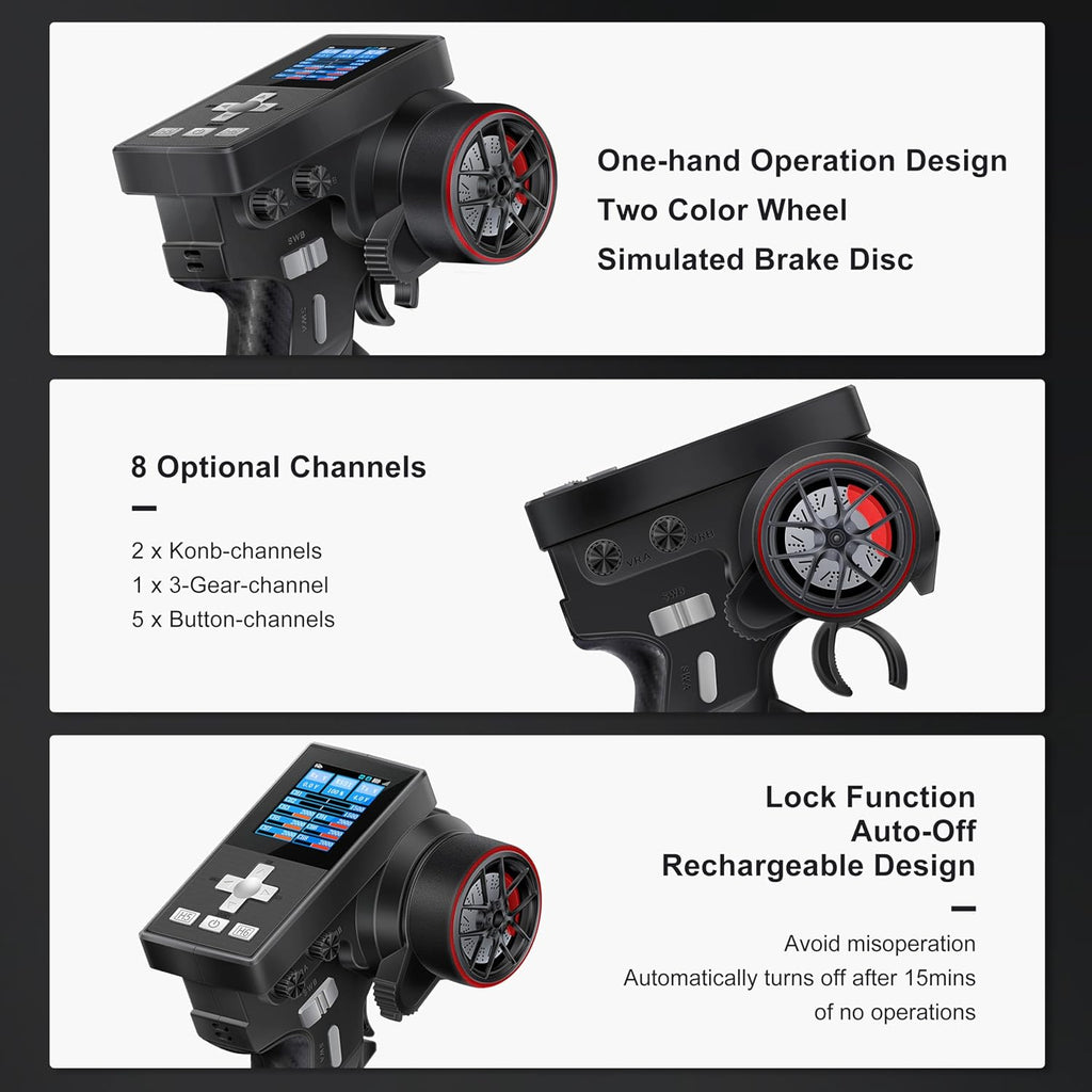 ME-8B RC Transmitter 8 Channels 2.4GHz and Receiver for 1/8 1/10 1/18 1/24 RC Crawler Car Boat TRX4 TRX4M SCX10 SCX24