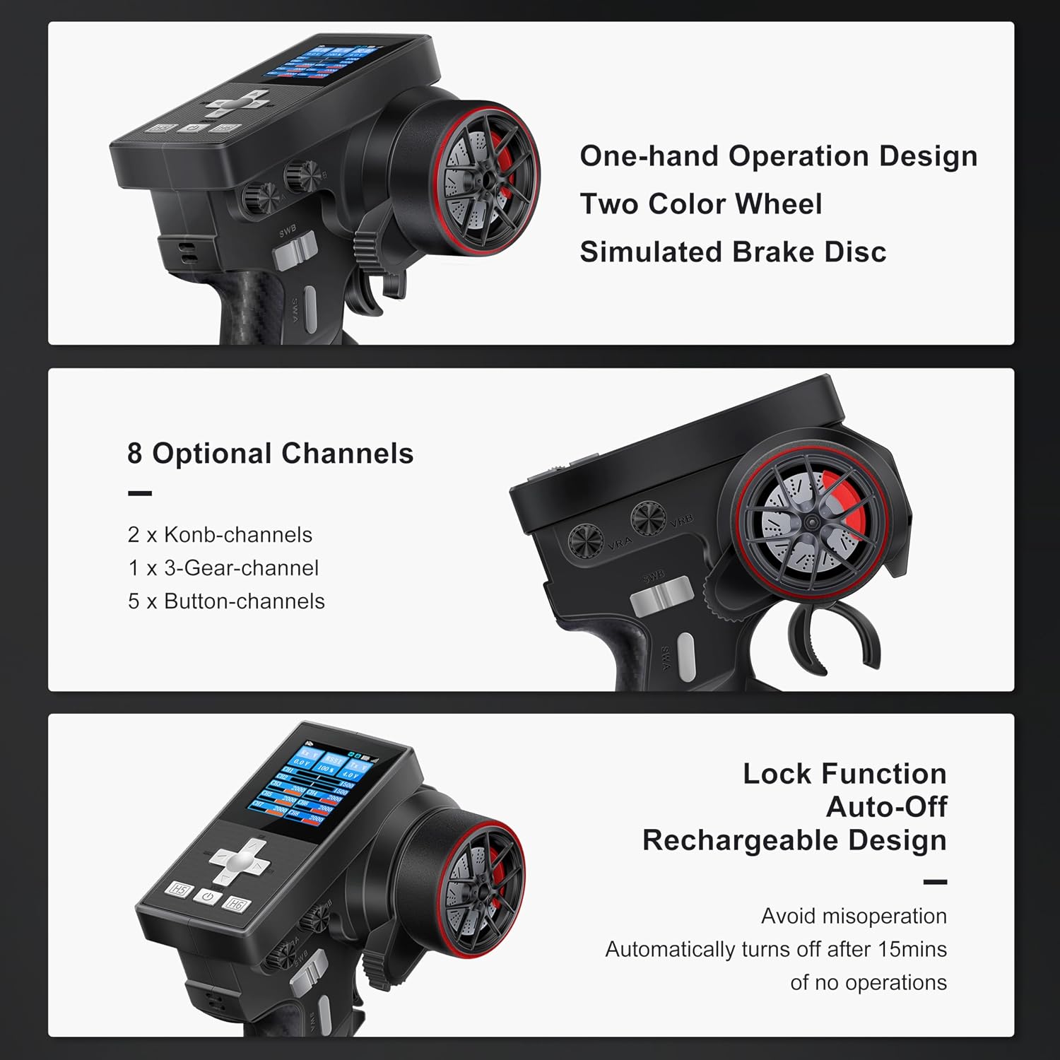 ME-8B RC Transmitter 8 Channels 2.4GHz and Receiver for 1/8 1/10 1/18 1/24 RC Crawler Car Boat TRX4 TRX4M SCX10 SCX24