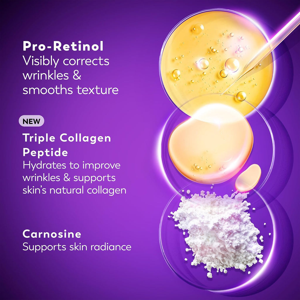 Retinol Night Cream for Women, Anti-Aging Face Moisturizer, Fragrance-Free, Non Greasy - Anti-Wrinkle, Smooth Fine