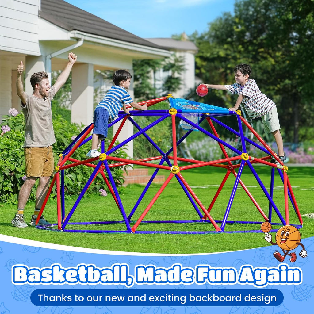 10FT Climbing Dome, Outdoor Jungle Gym for Kids with Climbing Grip - Geometric Dome Climber Supports 1000LBS Outdoor