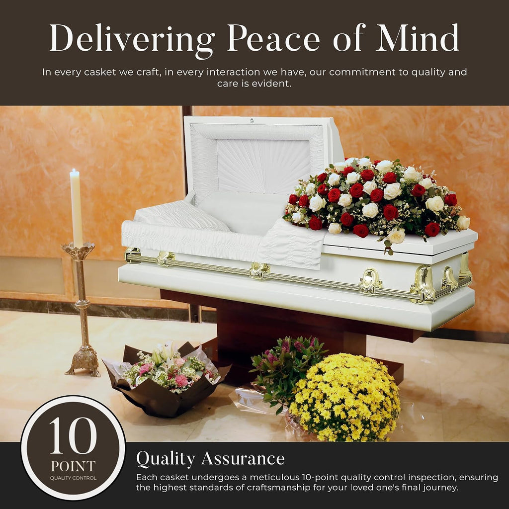 Spartan Collection Funeral Casket White w/White Interior