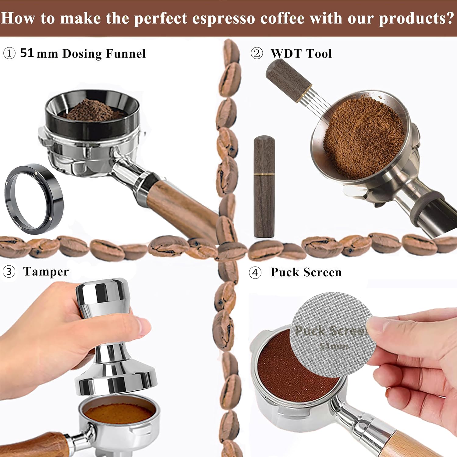 51mm Espresso Tamper Espresso Accessories Kit: Espresso Tamper Set, Coffee Tamper Espresso Tools Barista Tools |