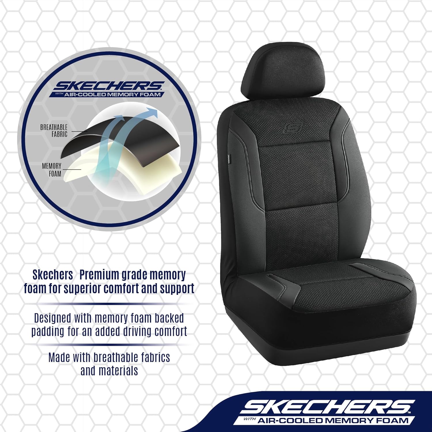 Memory Foam Seat Covers, Air Cool Mesh Thick Car Seat Covers, Car Seat Covers Front Seats Airbag Compatible