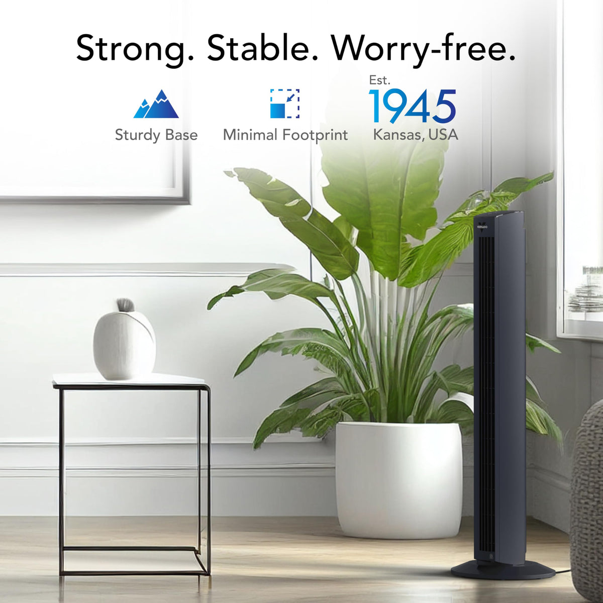 OZI42DC Tower Fan with Remote and Timer, Oscillating Standing Fan for Bedroom, Variable Speed for Precise Control