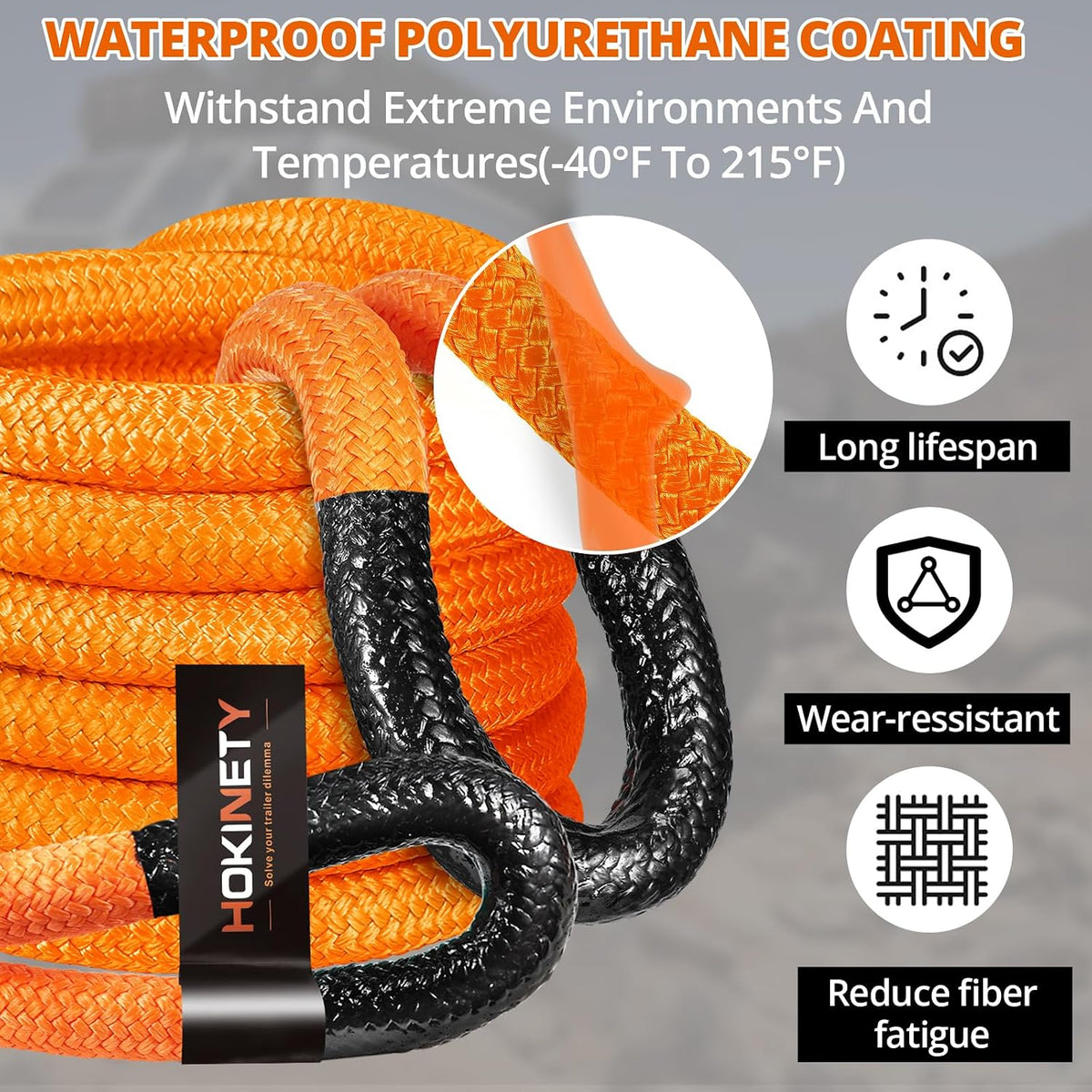 Kinetic Recovery Tow Rope: 1.26" x 30ft Snatch Strap with Soft Shackles Heavy Duty Offroad Towing Straps Kit for
