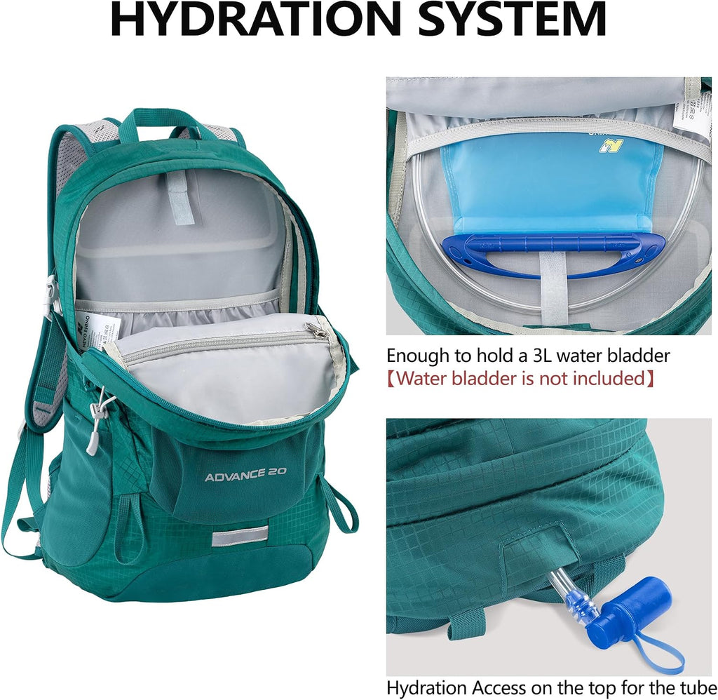 20L Small Hiking Backpack with Rain Cover | Internal Frame, Ventilated Back Panel, Water-Resistant, Short-Distance