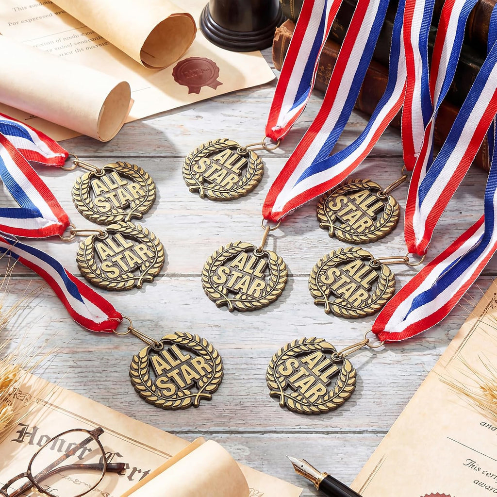 2'' Gold Award Medals Bulk Winner Medals with Neck Ribbons Metal Trophy Award Prize Gift for Tournaments