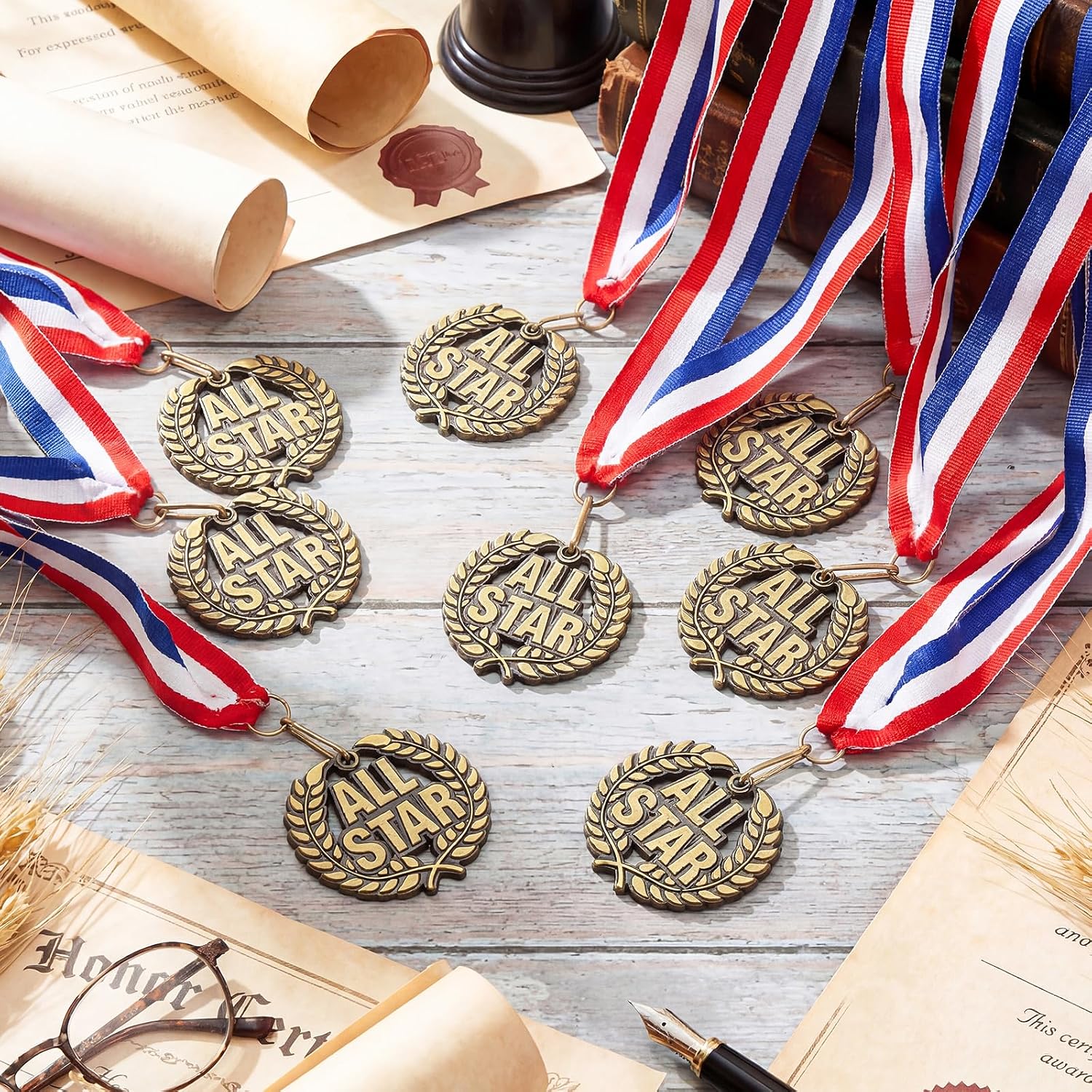 2'' Gold Award Medals Bulk Winner Medals with Neck Ribbons Metal Trophy Award Prize Gift for Tournaments