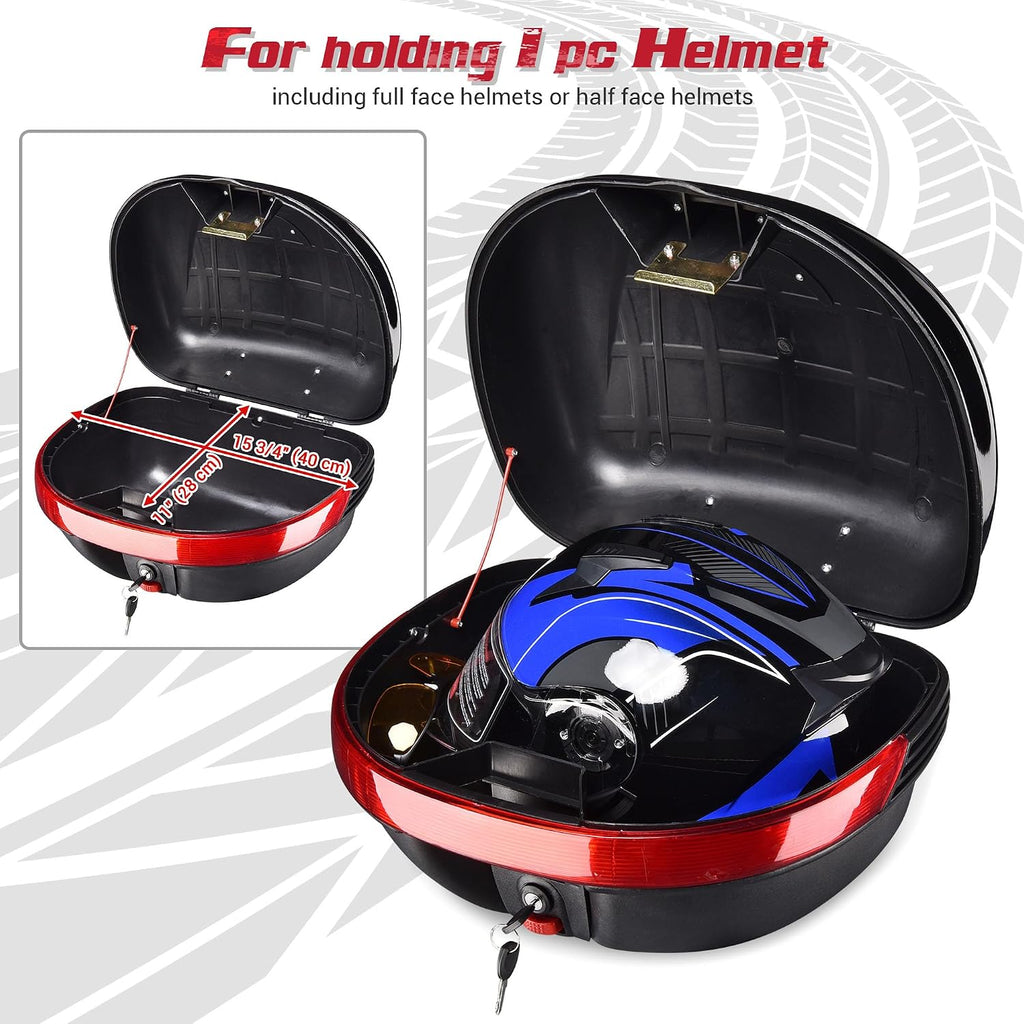 Motorcycle Trunk Top Case Motorcycle Tour Tail Box Lockable Storage Carrier Case for Helmet Luggage Black 35L(35L)
