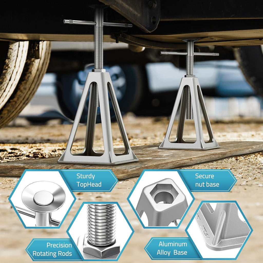 RV Stabilizer Jacks 4 Pack, Heavy Duty Aluminum Jack Stands for Travel Trailer Camper, Single Screw Jack Support up
