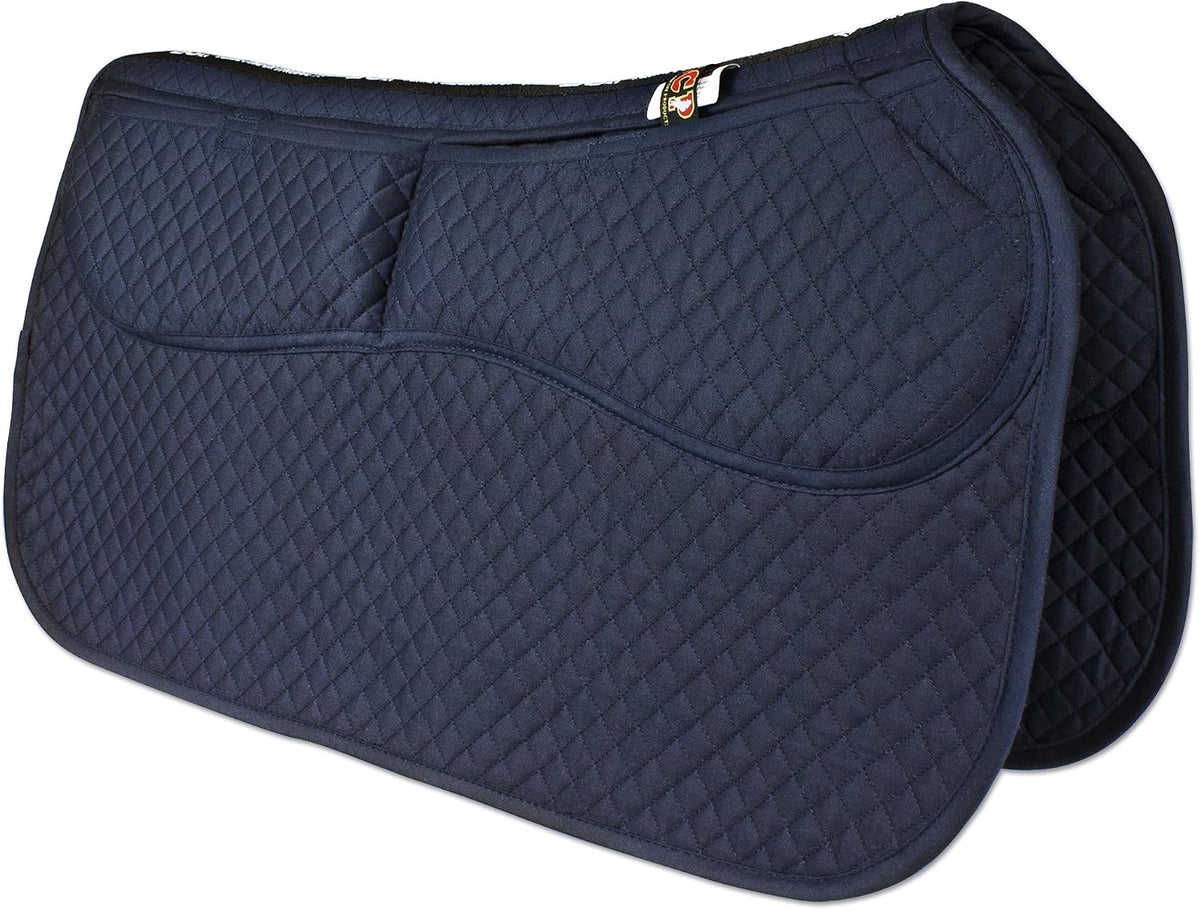 Thermoregulating Western Saddle Pad, Machine Washable Contoured Fit, Water Absorbing, Therapeutic, Shock Absorbing