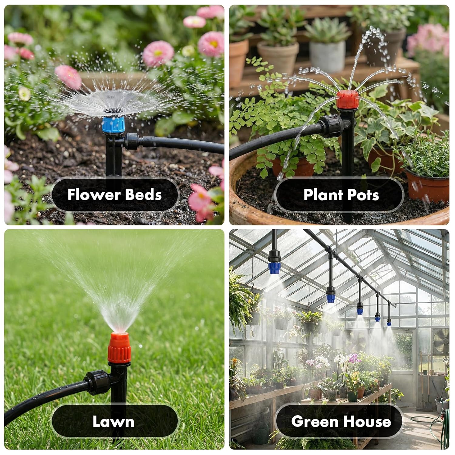 Drip Irrigation System 230FT Quick-Connect Drip Irrigation Kit with 1/4 inch 1/2 inch Irrigation Tubing Hose and