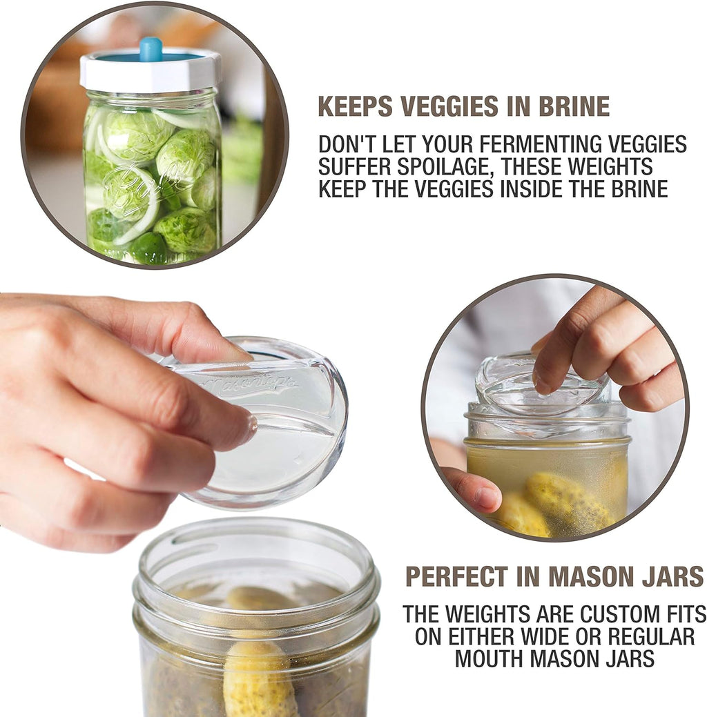 Pickle Pebble Glass Fermenting Weights - Pickling Fermentation Weight Set - Small Mouth Size For Mason Jar